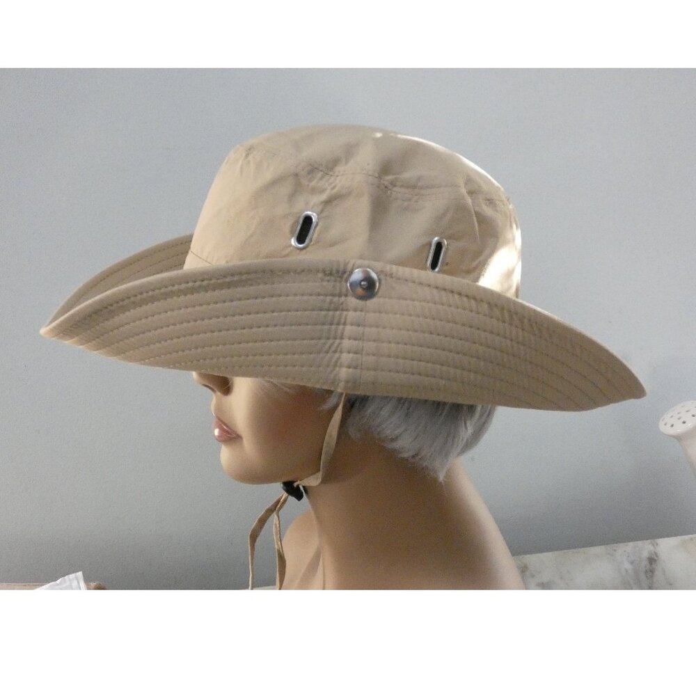 NiB Fun Sun Protection! Unisex Wide Brim Safari Style Sun/Fishing Hat Kahki Tan
